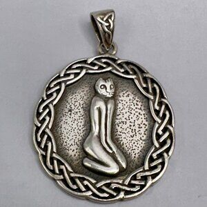 Therian Cat Anthropomorphic Pendant PSCL Peter Stone Sterling Silver Celtic